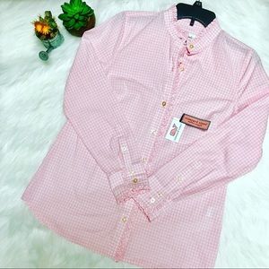 Vineyard Vines Holiday Gingham Ruffle BD Flamingo